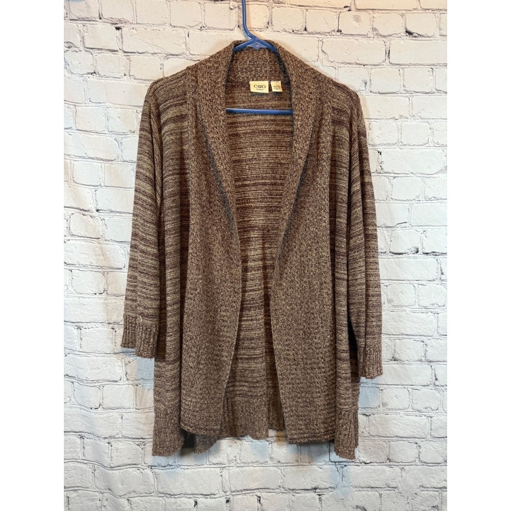 Cato Woman 18/20W‎ Brown Knit Open Front Cardigan Sweater Plus Size